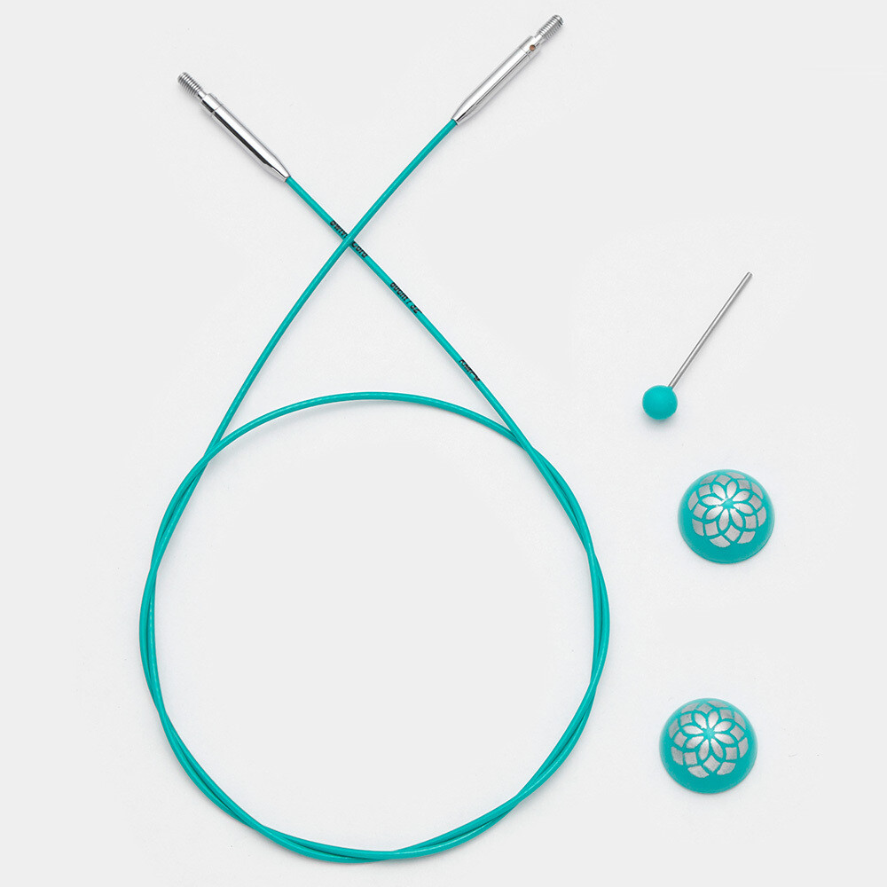KnitPro Mindful Swivel 360° teal cable / rope (better quality)
