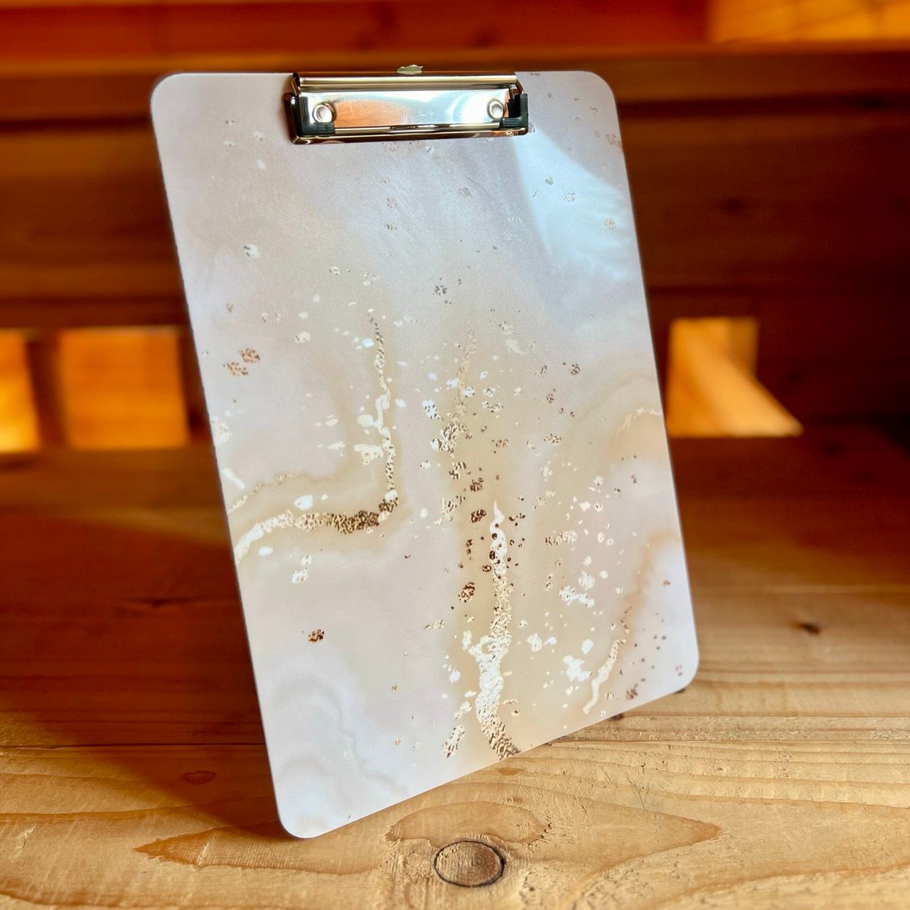 A4 Anleitungshalter / Clipboard Gold-Marble Acryl