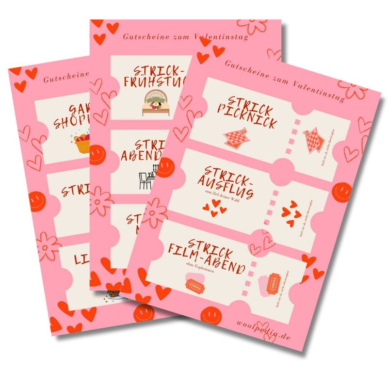 Printable Valentine&#39;s Day Knitting and Crocheting Vouchers - printable PDF