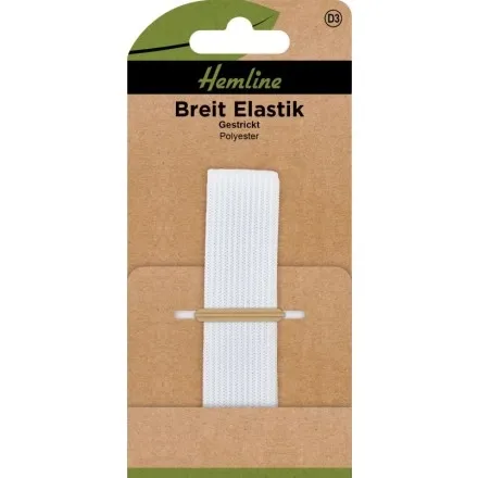 Hemline Braided Elastic 20mm 1m White Polyester