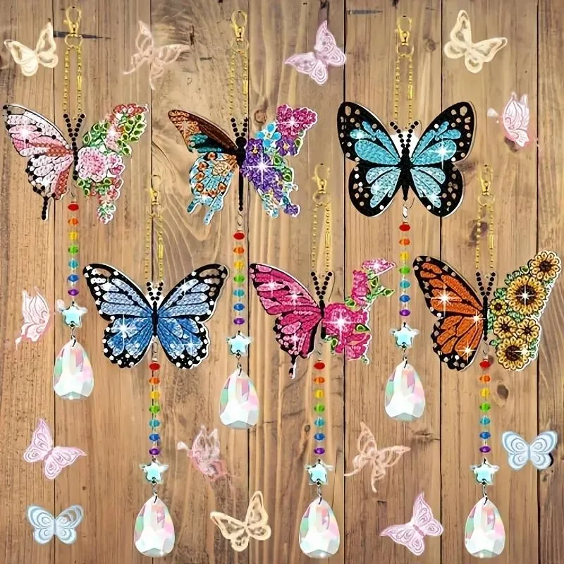 6x Butterfly Diamond Painting Glitter Charms