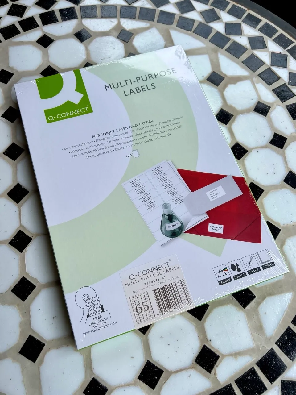 Q-Connect Multi-purpose Label 38.1x21.2mm 65 Per A4 Sheet - White (Pack of 100)