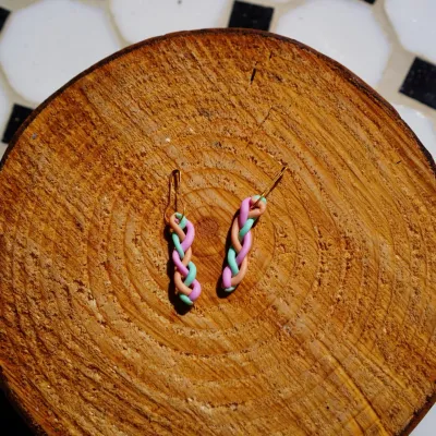 2x braids Polyclay stitch marker / progress keeper 3.5cm - handmade