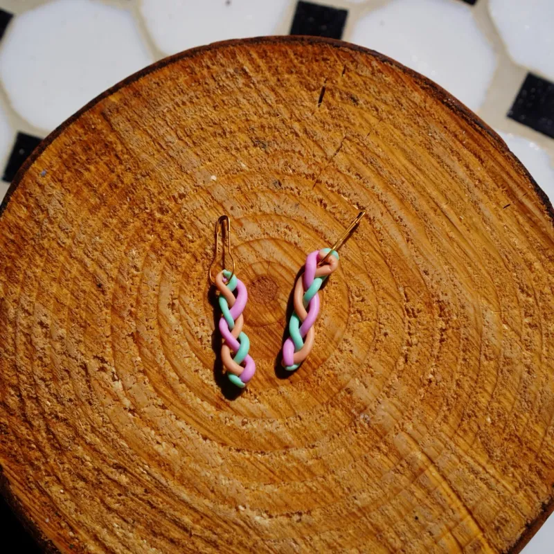 2x braids Polyclay stitch marker / progress keeper 3.5cm - handmade