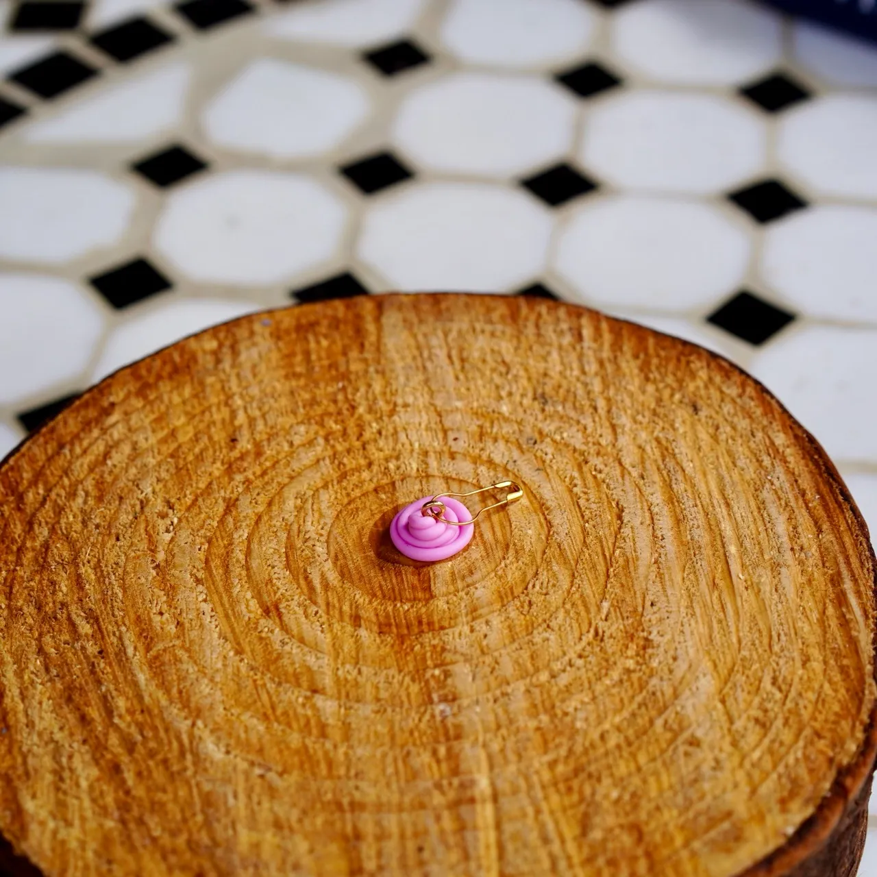 Pink Poop Polyclay stitch marker / progress keeper 1.4cm - handmade