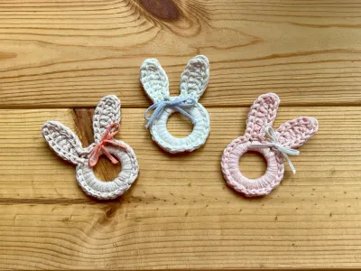 Handmade easter bunny ring 7x5 cm (organic cotton)
