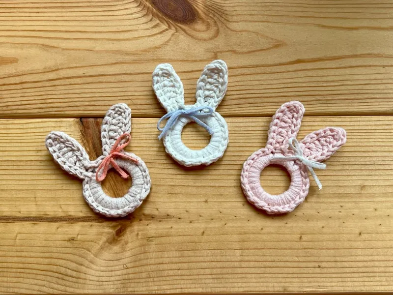 Handmade easter bunny ring 7x5 cm (organic cotton)