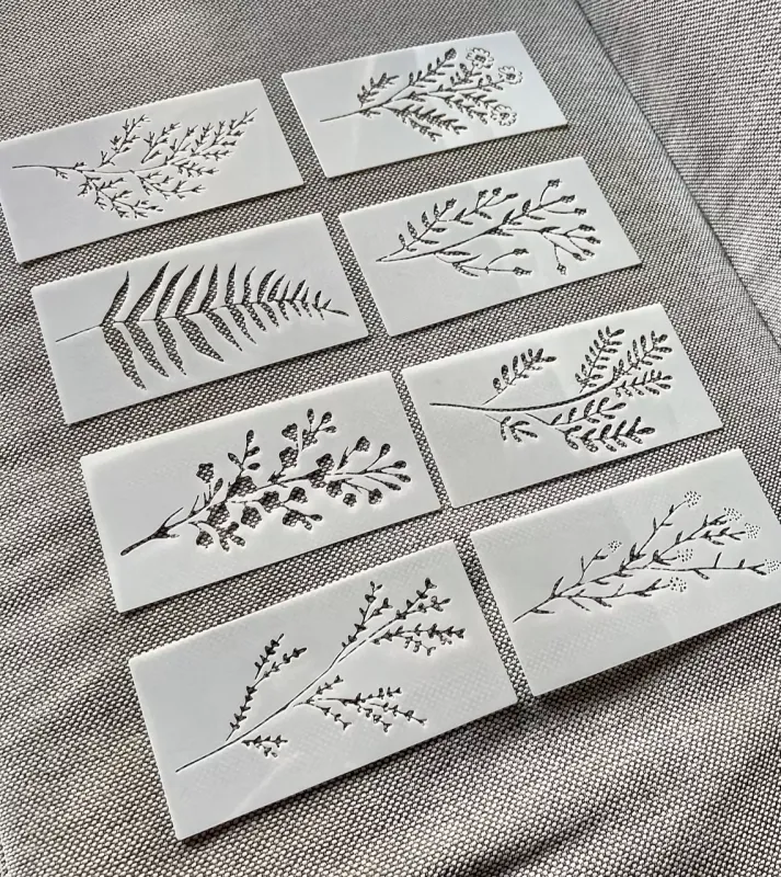 8x Plants Stencils for Embroidery &amp; Painting – Natural Motifs (15x7.5 cm)