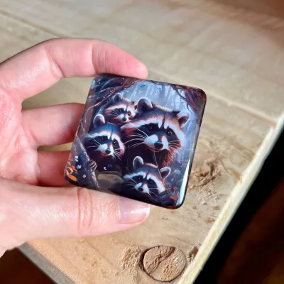 Wäschbären Bande im Wald Cover Minder 5x5 cm for Diamond Painting
