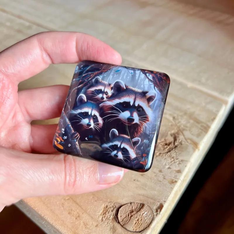 Wäschbären Bande im Wald Cover Minder 5x5 cm for Diamond Painting