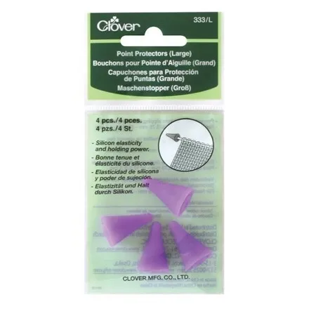 Clover 4 pcs big tip protectors and stopper for knitting needles 3.75-6.5 mm / US 5-10.5 purple