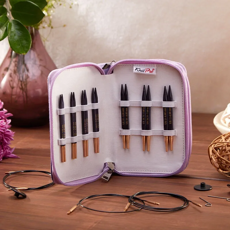 KnitPro J&#39;Adore Cubics Wood interchangeable knitting circular needles kit 4-8 mm / US 6-11