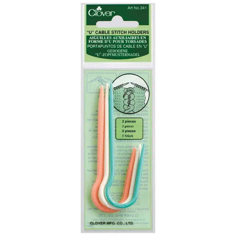 Clover u-shaped cable stitch holders 3 peaces