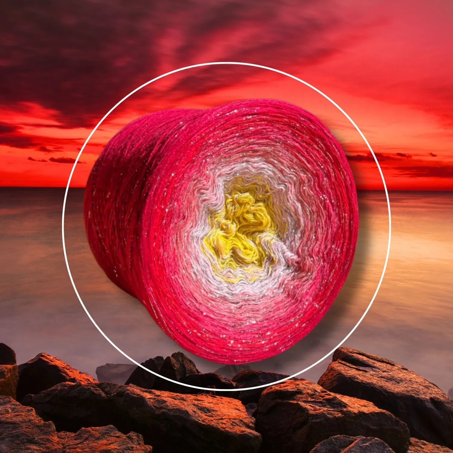Woolpedia Colors Sunrise Scarlet - glitter gradient yarncake (modal)