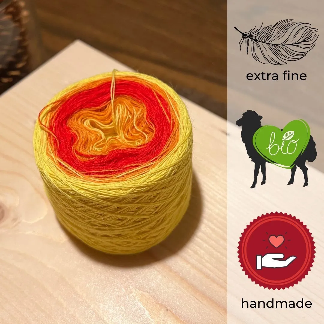 Woolpedia Colors Sonnenfalke organic gradient yarncake (Merino extra fine)