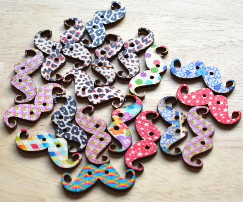 Wooden button - moustache #19