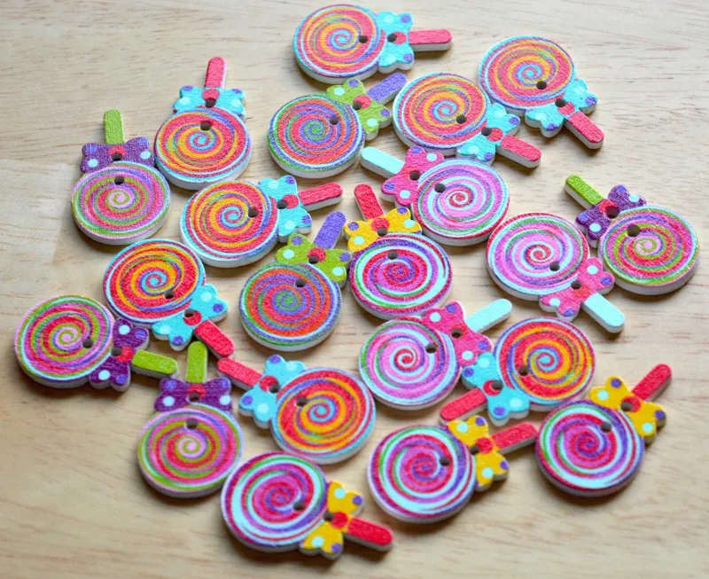 Wooden button - Lollypop #18
