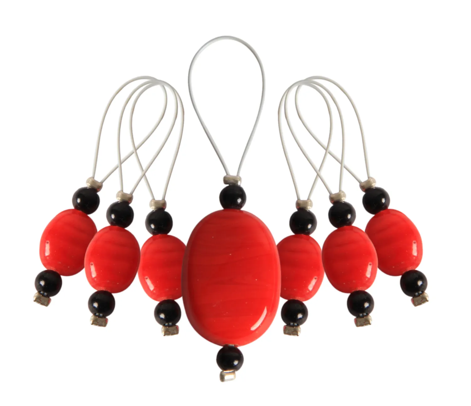 KnitPro 7 pearls - stitch markers Tangerine