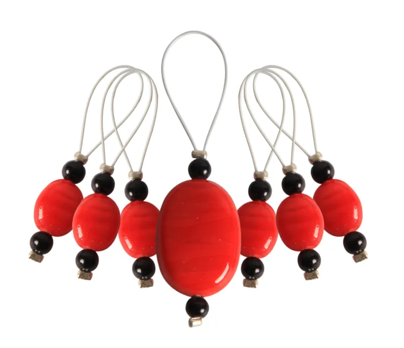 KnitPro 7 pearls - stitch markers Tangerine