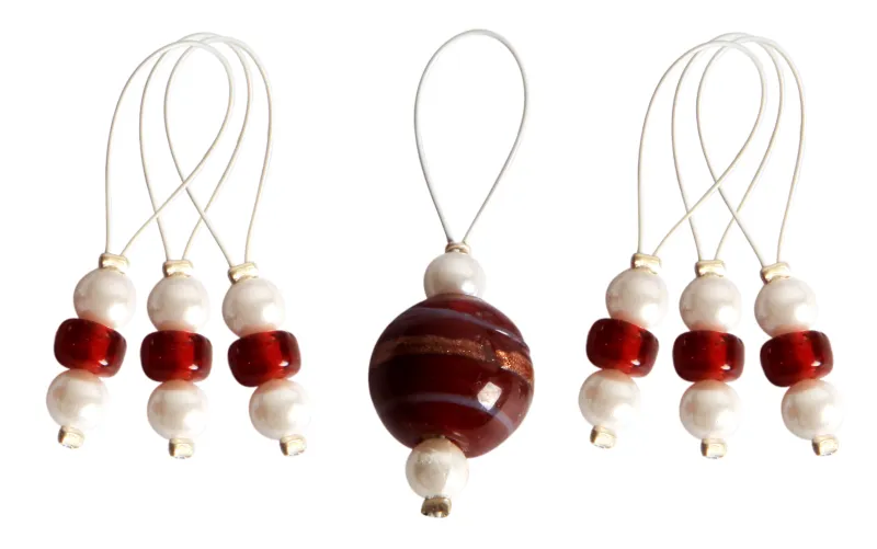 KnitPro 7 pearls - stitch markers Amaryllis
