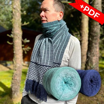 Woolpedia Colors Mosaic scarf kit Traumreise colorgrading yarn (modal)