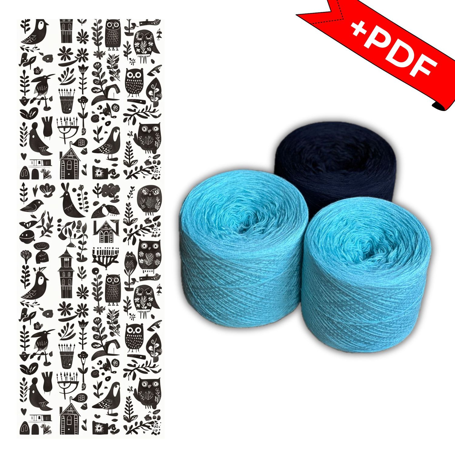 Woolpedia Colors Folk Stola CAL &quot;Turmalin&quot; yarn series + PDF crochet pattern - 5500m (modal)