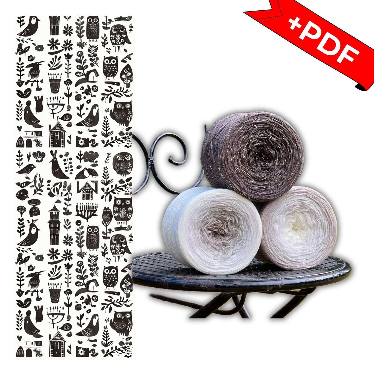 Woolpedia Colors Folk Stola CAL &quot;Goldmarie&quot; glitter yarn series + PDF crochet pattern - 5500m (modal)