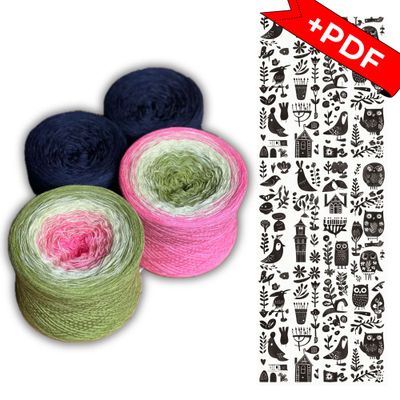 Woolpedia Colors Folk Stola CAL - PDF Häkelanleitung + &quot;Japanischer Garten&quot; Garn Set 5500m (Modal)