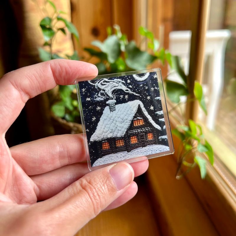 Magnetic Needle Minder &quot;Snow Cabin&quot;