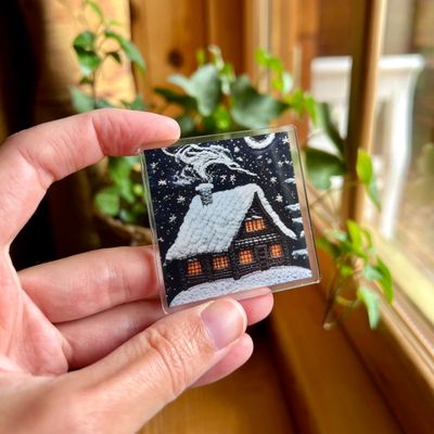 Magnetic Needle Minder &quot;Snow Cabin&quot;