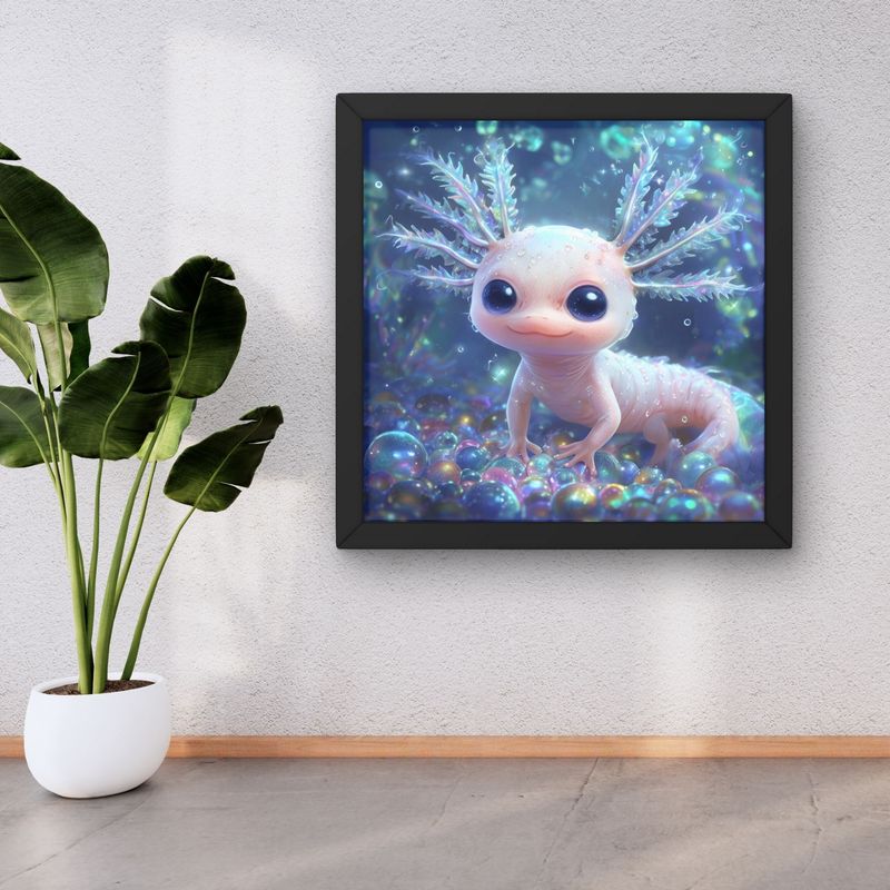 Eli the Funkelax - Cute Axolotl Diamond Painting DIY Kit 35x35 cm - Round Stones &amp; AB