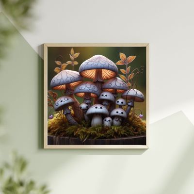 Mushroom Family 44.5x44.5 cm Cross-Stitch DIY Kit