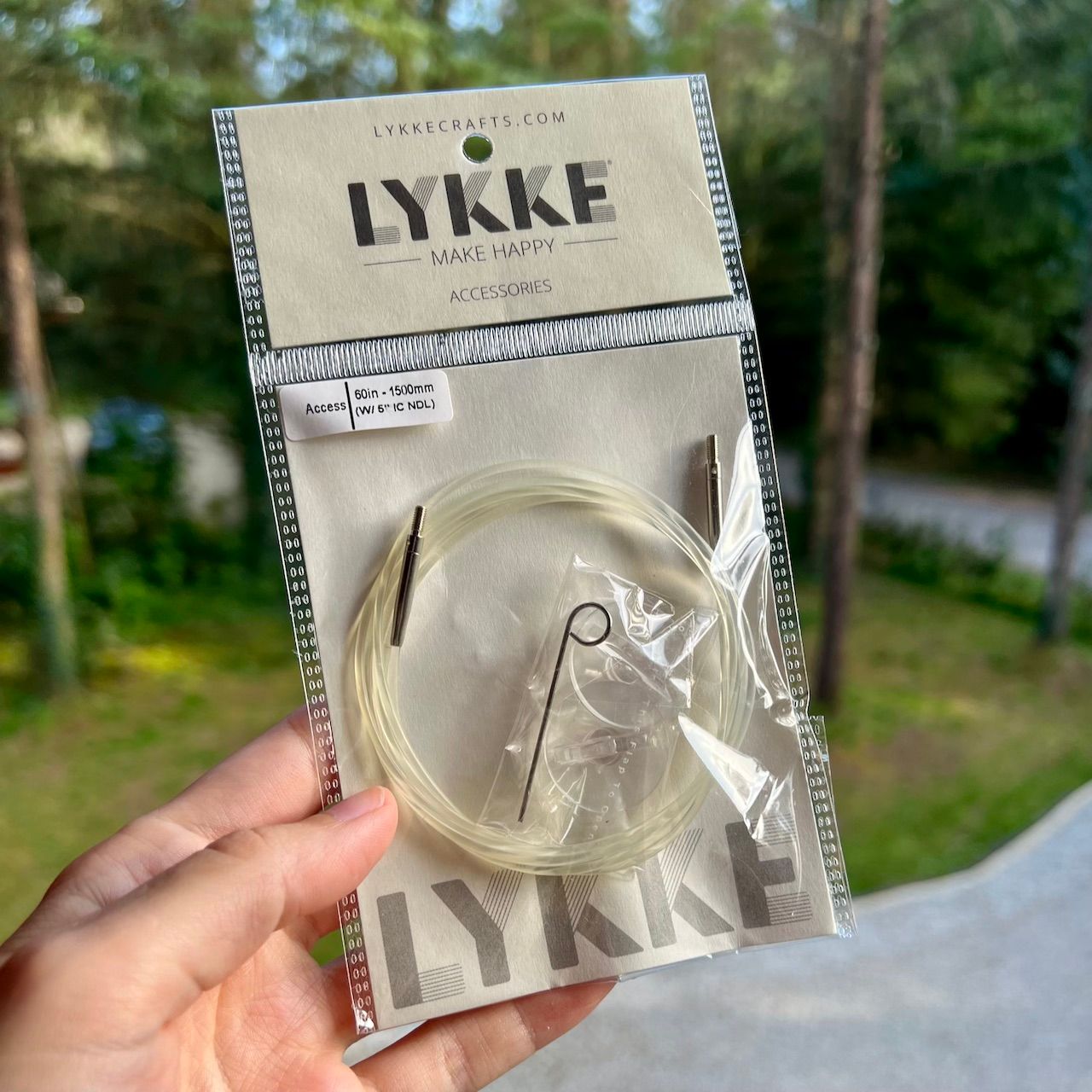 Lykke Cable / Cord for Knitting Needle Tips &amp; Crochet Hooks, Color: Clear, Size: 50cm for 9cm tips