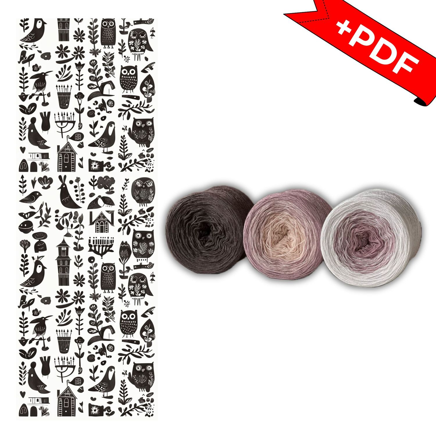 Woolpedia Colors Folk Stola CAL &quot;Vintage&quot; yarn kit + PDF crochet pattern - 5500m (modal)