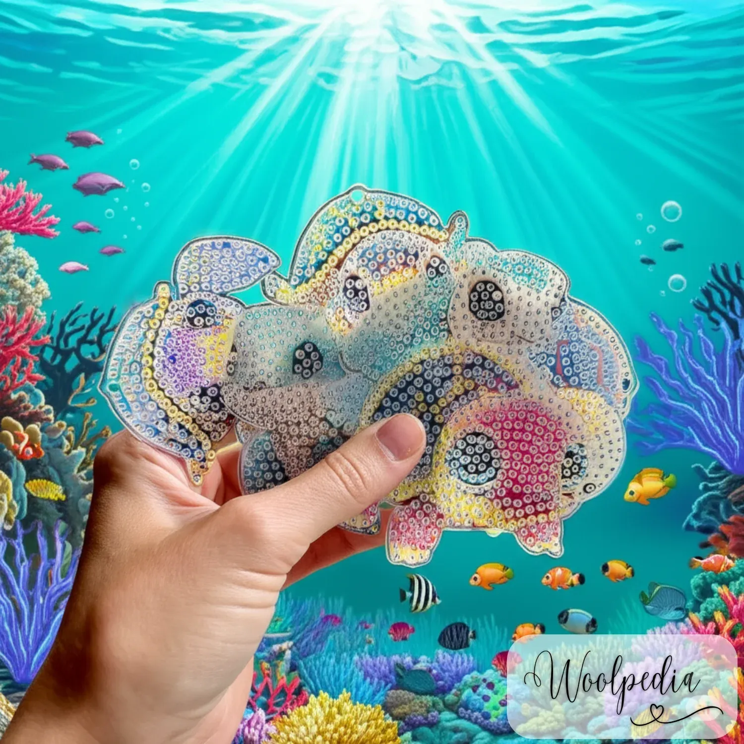 6x Turtle Diamond Painting Rhinestone Keychains