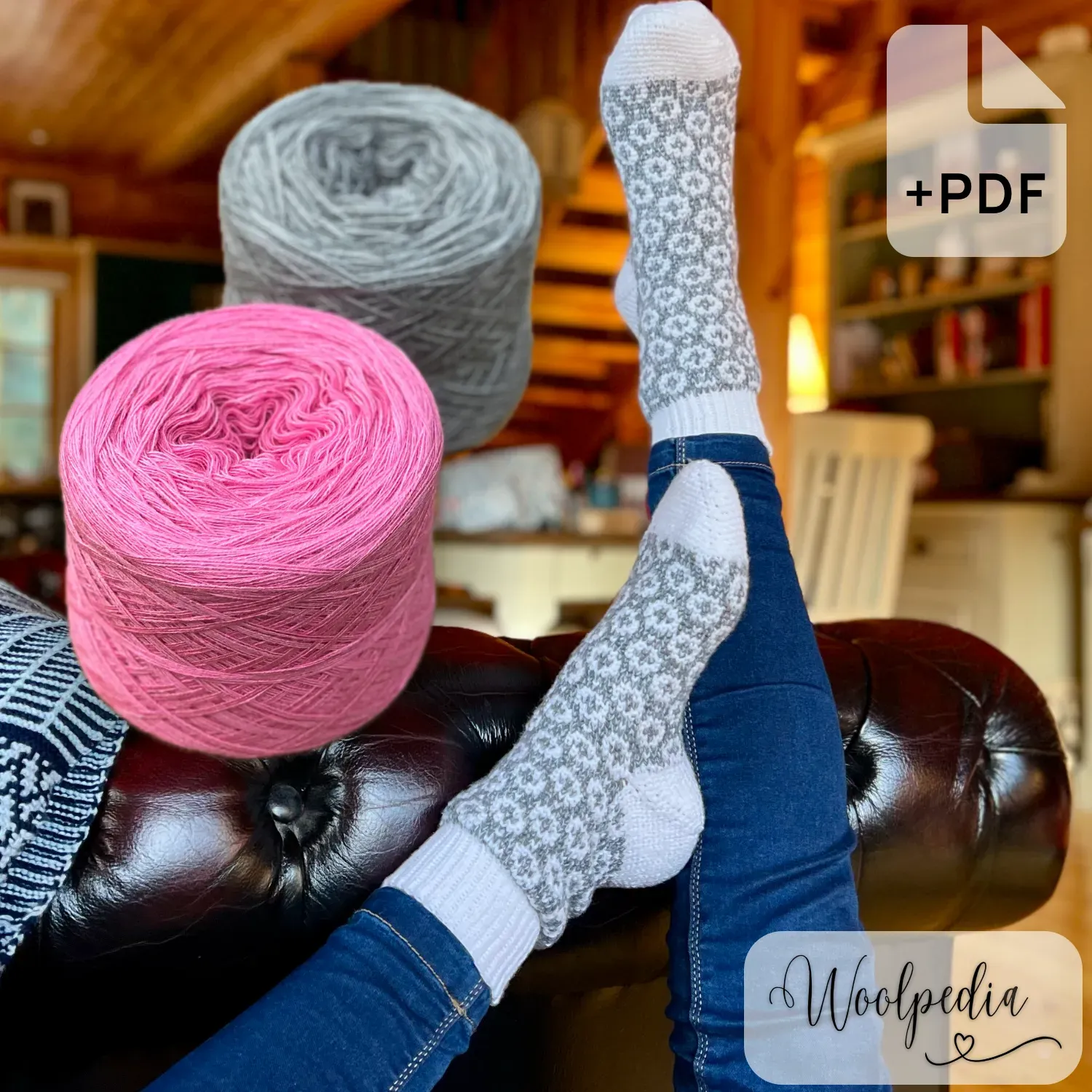 Chalet Sock Yarn Set Pink Smoke (Modal) + PDF &amp; Video Crochet Pattern