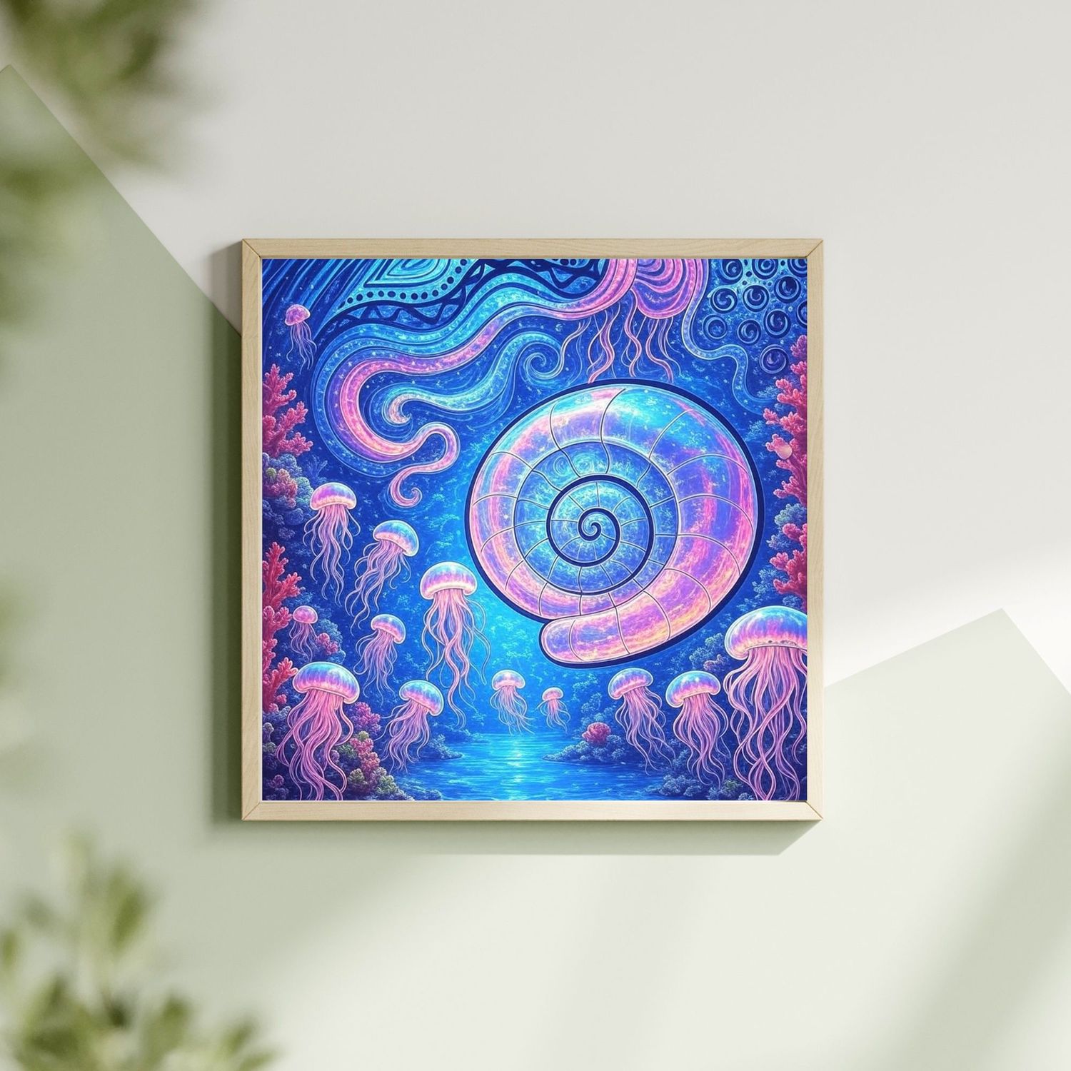 Sound of the Ocean 50x50 cm Cross-Stitch DIY Kit embroidery picture 14 CT + neon threads