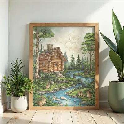 River Valley 50x70 cm Cross-Stitch DIY Kit embroidery picture 14 CT + neon thread