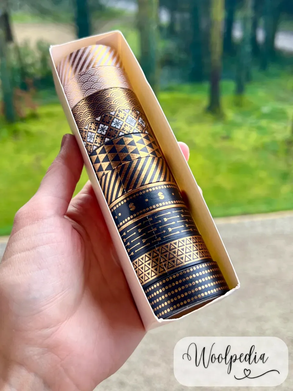 10 Rolls Washi Tape Gold/Black (15mm x 5m)