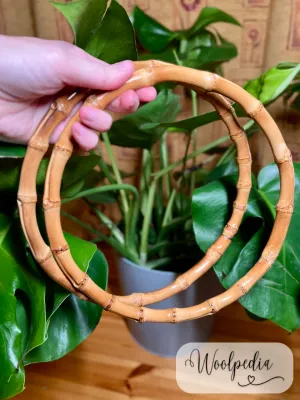 2x Bamboo Round Handles / Bag Handles (Ø 22 cm)