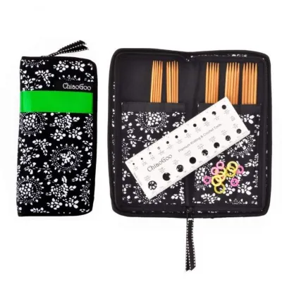 ChiaoGoo double pointed needles kit 15cm 6" bamboo patina 2.25 - 3.25 mm