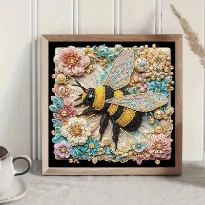 Flower Bee Diamond Painting 30x40cm on canvas - round stones