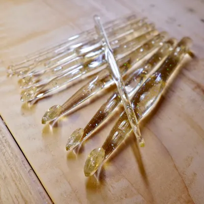 9-Piece Golden-Glitter Crochet Hook Set, Sizes 3 to 12mm