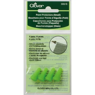 Clover 4 pcs small tip protectors and stopper for knitting needles 2-4.5 mm / US 0-7 green