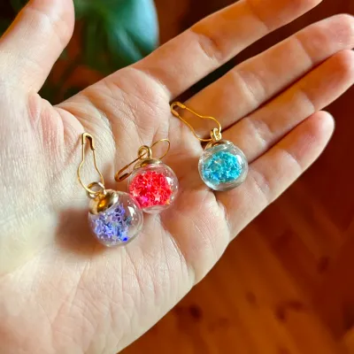 1 glitter stars glass ball stitch marker / progress keeper