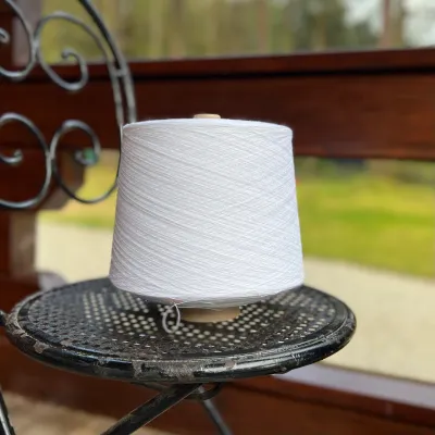 Organic cotton cone yarn 50/3 White (001) - knitting machine yarn