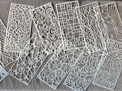16x Elegant Stencils for Embroidery &amp; Painting – Intricate Designs (22x10.5 cm)