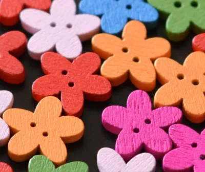 Wooden button - flower #10