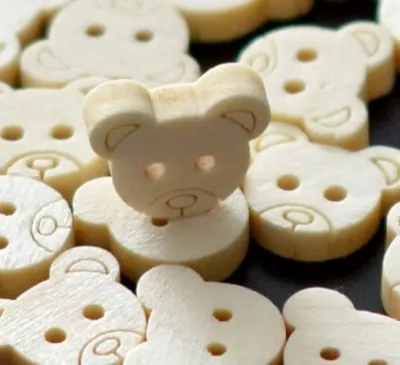 Wooden button - teddy #8
