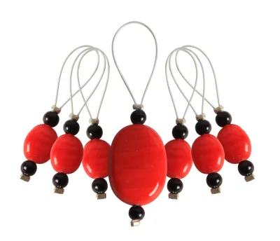 KnitPro 7 pearls - stitch markers Tangerine